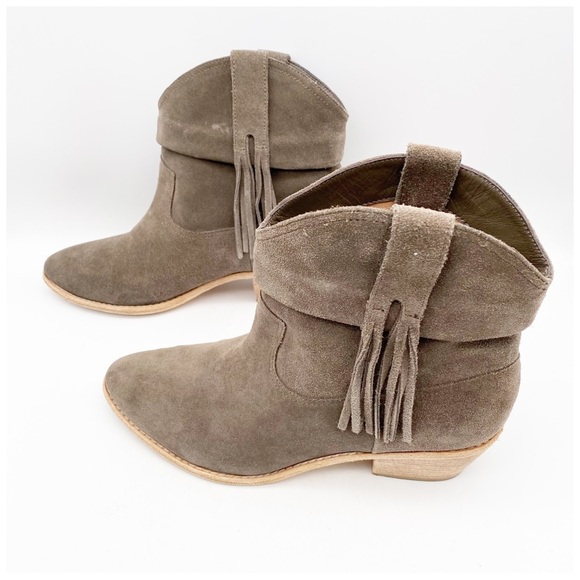 Joie Keaton Gray Suede Fringe Booties Size 39.5 - Picture 5 of 14